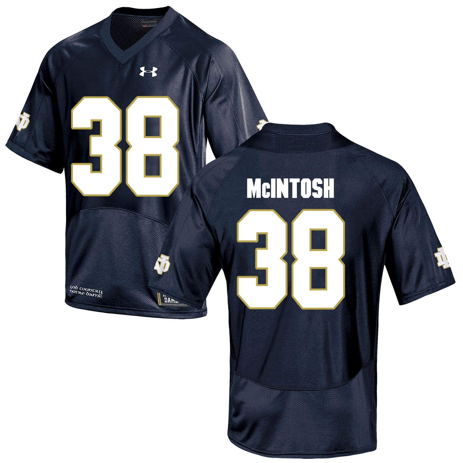 Men Norte Dame Fighting Irish #38 Mcintosh Navy Blue Customized NCAA Jerseys